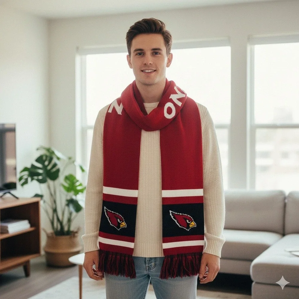 Arizona Cardinals NFL Knit‎ Scarf Red White Black Fringe